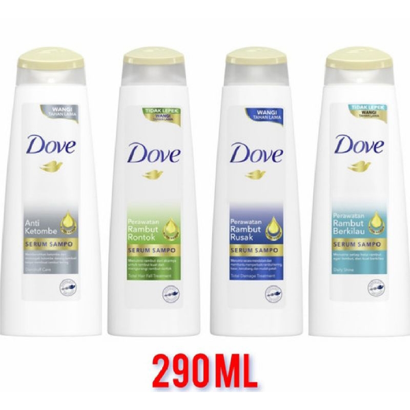 Dove Shampoo Serum 290Ml | Anti Ketombe | Rambut Berkilau | Rambut Rontok | Rambut Tusak