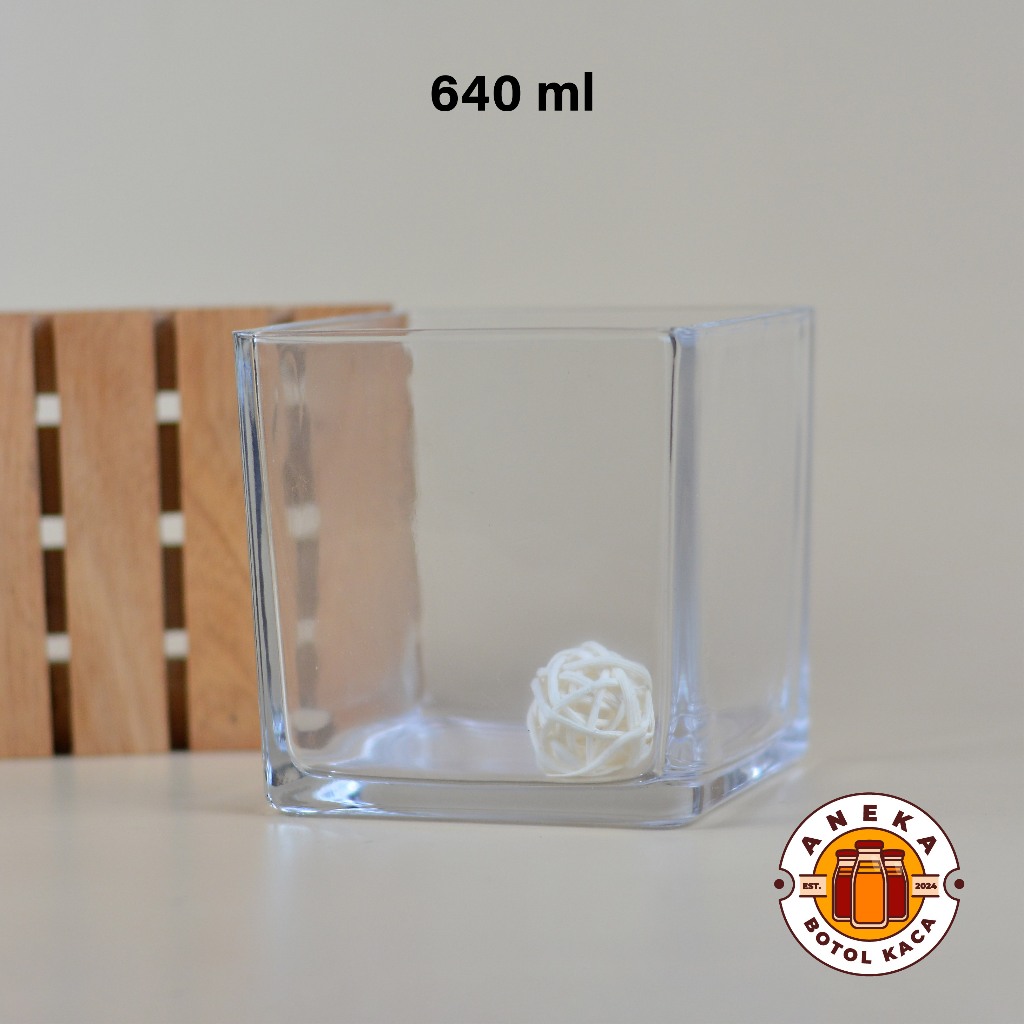Gelas Kaca Kotak Transparan 640ml Tebal dan Kuat – Gelas Minum Besar Serbaguna Bisa untuk Wadah Minu