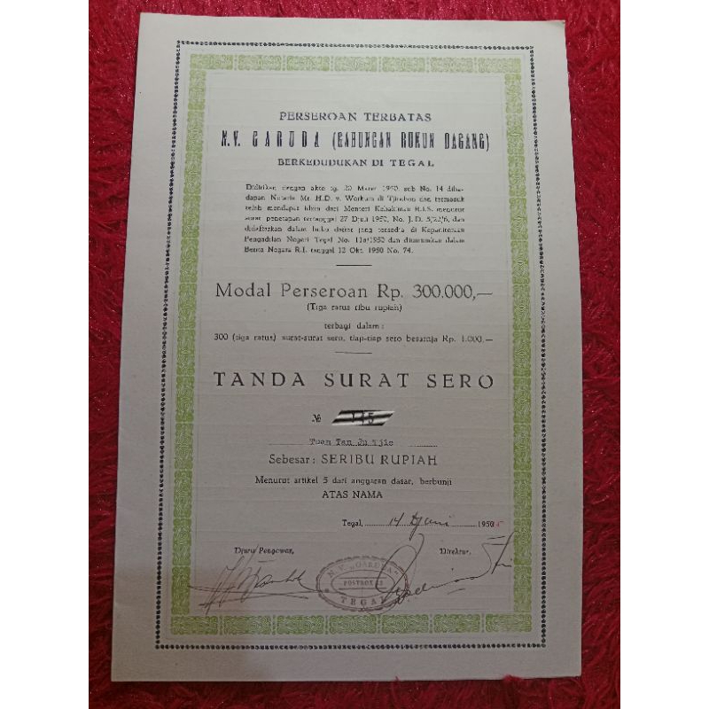 

Dokumen Jadul Tanda surat SERO Tahun 1955 Double/Rangkap