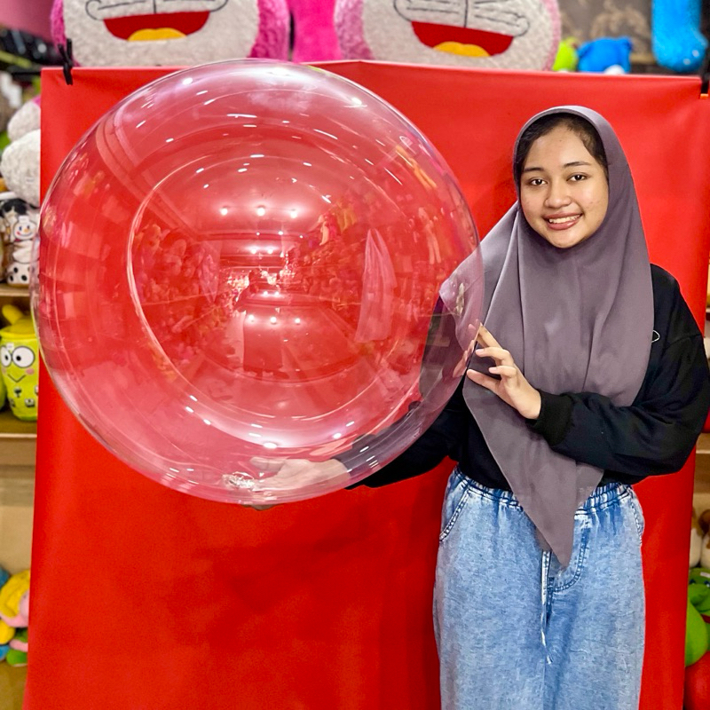 Balon PVC Bobo Transparan Bening Ukuran 36 inch balon bulat besar karet pvc ecofootwear.id