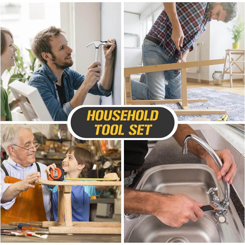 Set Perkakas Bor Listrik Tang Palu Obeng Kunci Pas Meteran Set Perkakas Multifungsi