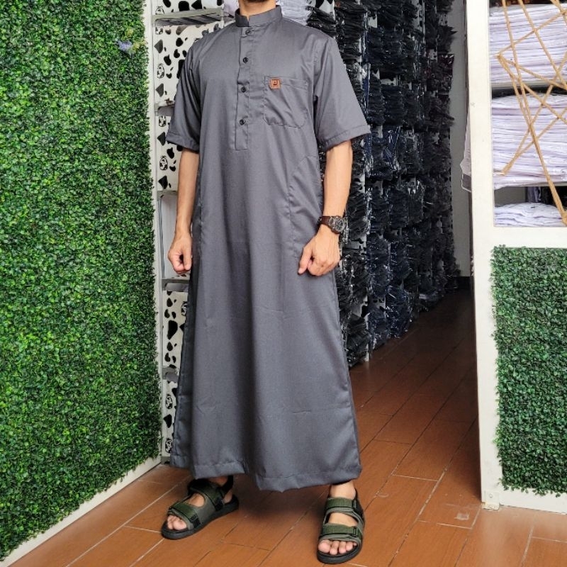 alkaf gamis pria lengan pendek gamis Saudi lengan pendek gamis pria polos lengan pendek