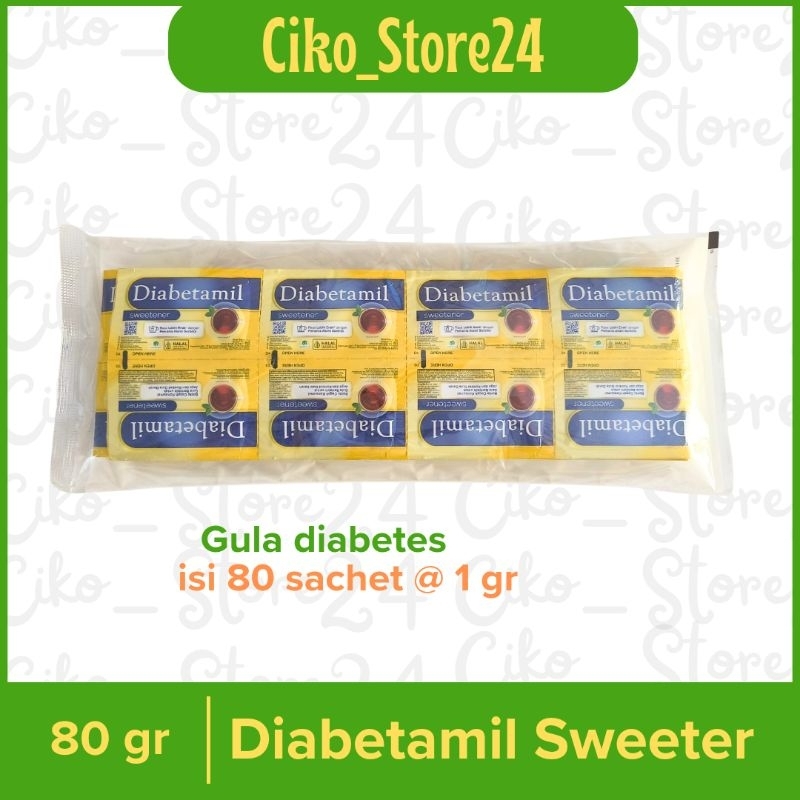 

diabetamil Sweetener 80 sachet @ 1 gr / gula diabetes / diabetamil sweeter 80 sachet @ 1 gr