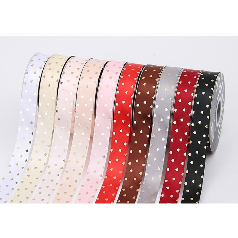 

(1ROLL) Pita Satin Heart Hati Korea Import Satin organza / Korea / Lebar 2.5cm Panjang 40 meter