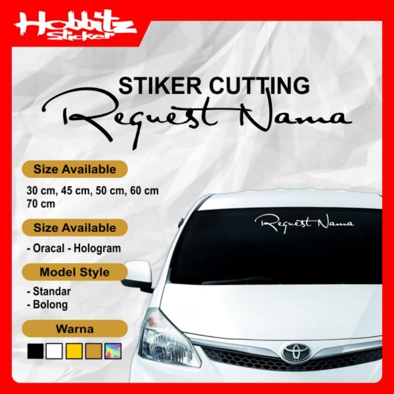 Stiker / Sticker Cutting Kaca Body Mobil Nama Custome Bahan Skotlite Reflektif Hologram Nyala