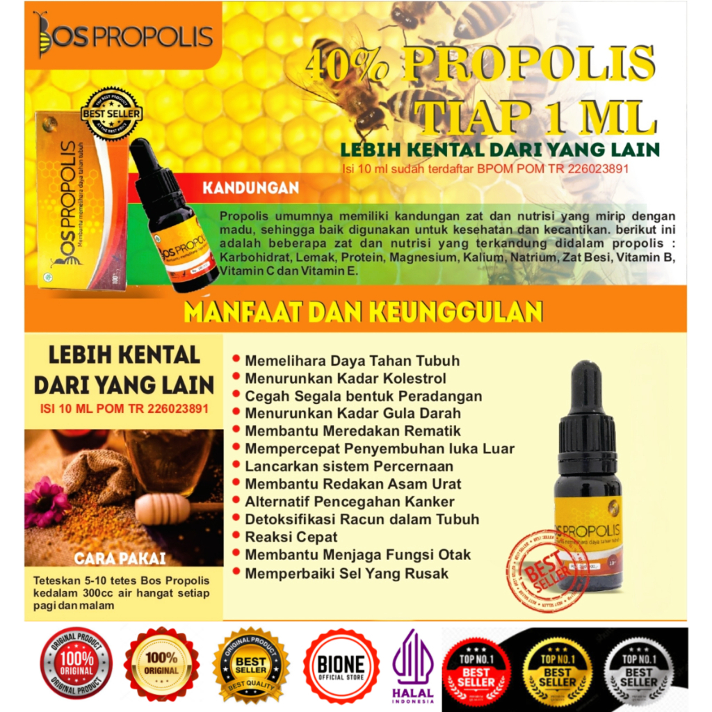 

Original Bos Propolis 1 Box Isi 6 Botol || Obat Herbal Terbaik Untuk Kesehatan Keluarga