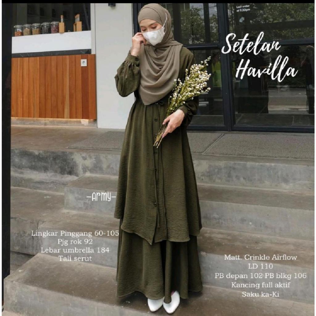 Goodsajifsn - Havilla Setelan Baju Tunik Panjang Bawahan Rok Fashion Oneset Muslimah
