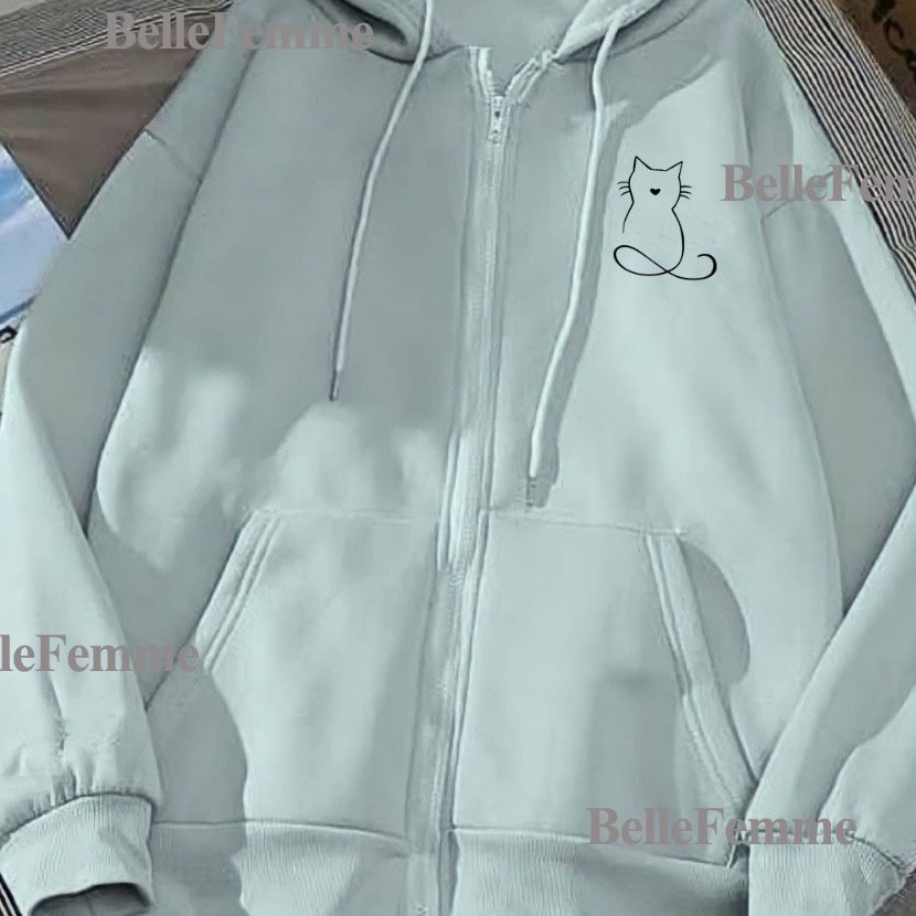 KP8 Hoodie Zipper Sweater garis kucing Resleting pria wanita Size L XL XXL 3XL 4XL size zipper wanit