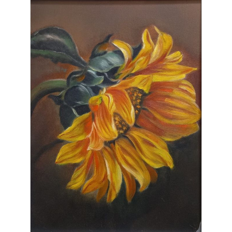 Lukisan kanvas " bunga matahari " ukuran 30x40