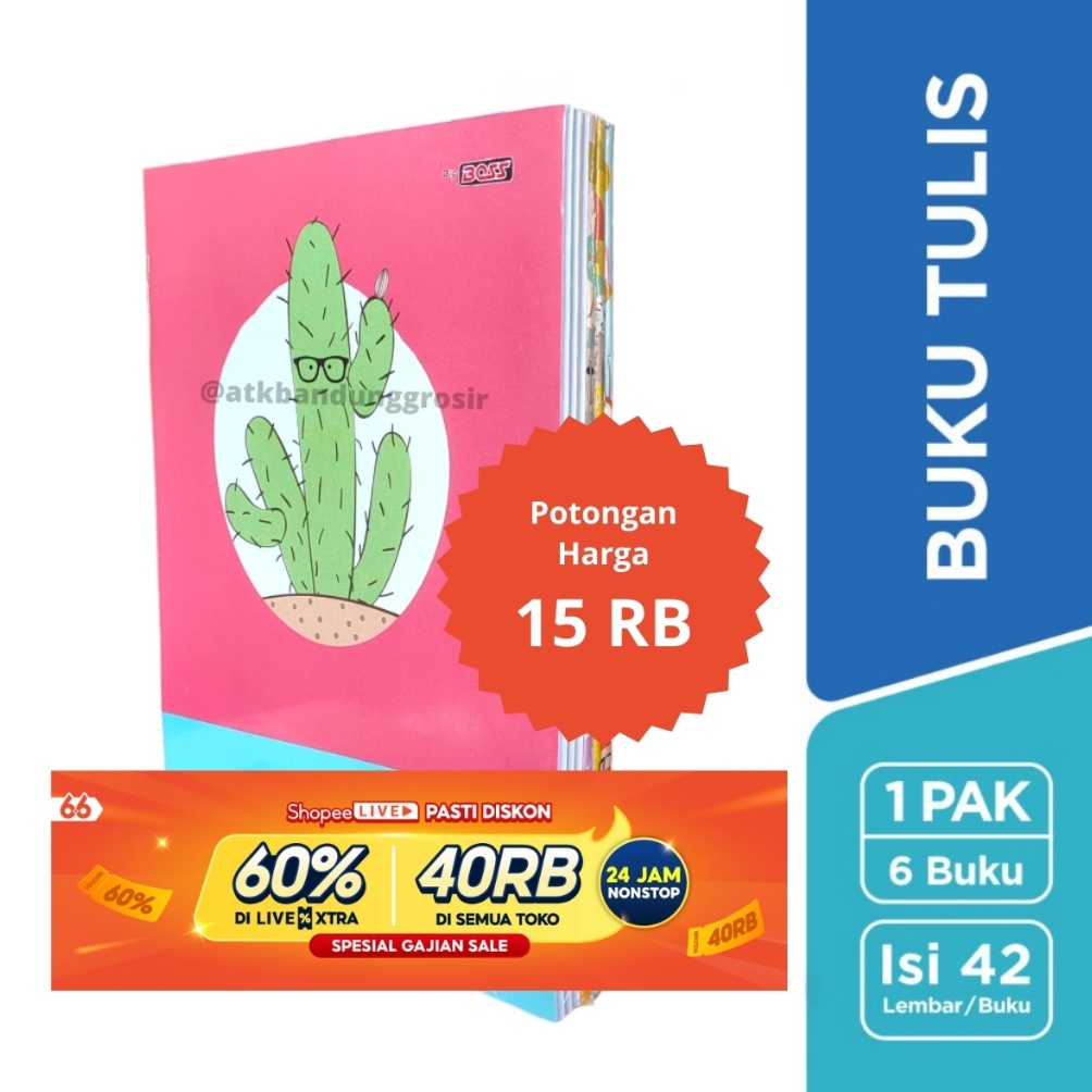 

Buku Tulis Boxy Big Boss 42 Lembar 1 Pak 6 Buku Ukuran B5 Buku Panjang Pak p T8P2