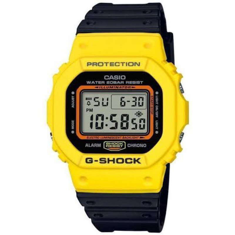 G-Shock Throwback 80’s Street Fashion, DW-5600TB-1dr, Yellow, Brand New