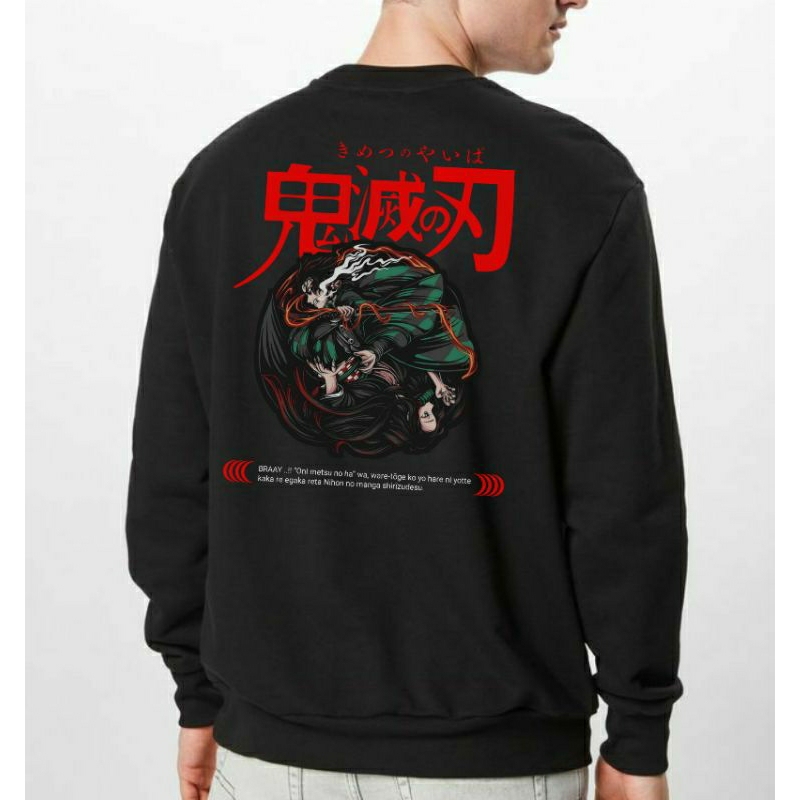 Sweater Sweatshirt Crewneck Panjang Sablon Anime Kimetsu No Yaiba Unisex