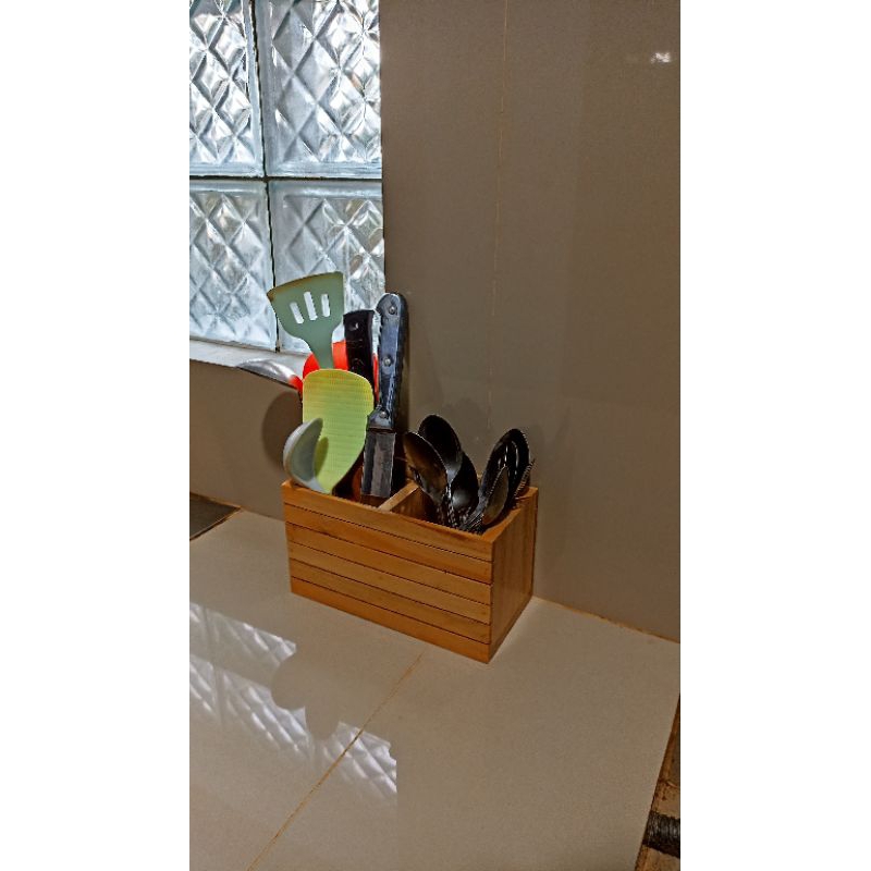 NJ Creative - Tempat Sendok Kayu Aesthetic 2 kotak