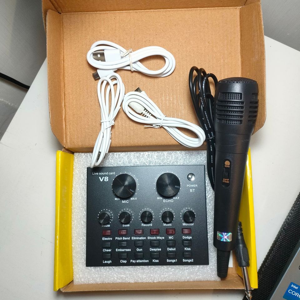 Paket Karaoke Mixer Audio Soundcard V8 Bluetooth dan Mic
