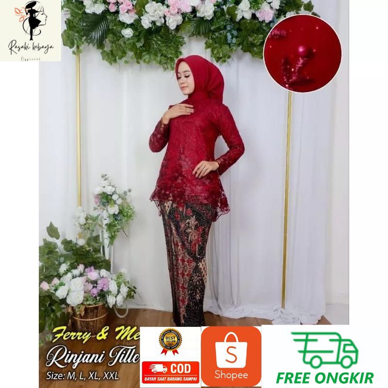 COD - SET KEBAYA RINJANI TULLE BAJU KEBAYA WISUDA ATASAN KEBAYA MODERN SET KEBAYA WISUDA HIJAB SET K
