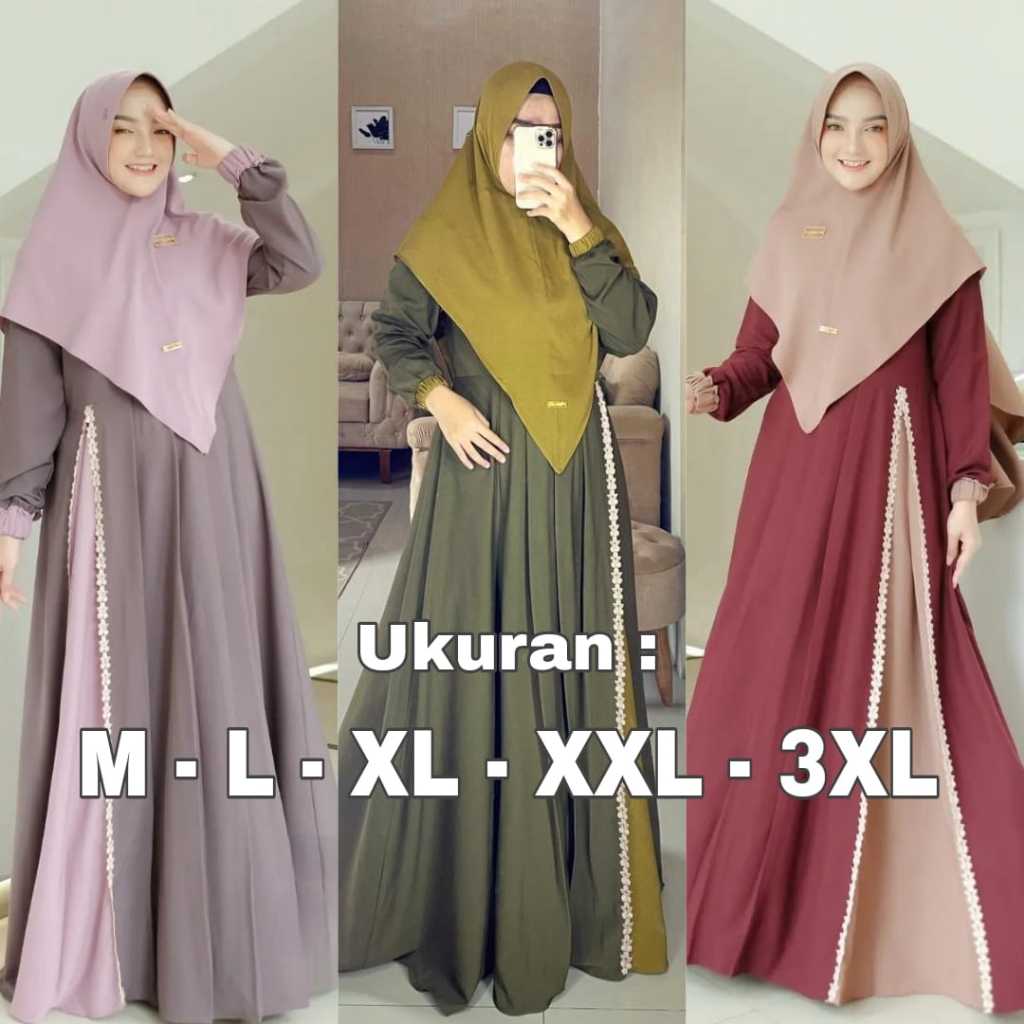 GAMIS JUMBO SET KHIMAR TERLARIS BAHAN ADEM GAMIS TERBARU BAJU LEBARAN GAMIS WANITA BAJU FASHION MUSL