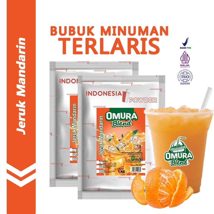 

[Bundle 2Bag x 1Kg] Rasa Jeruk Mandarin Bubuk Minuman Premium Merk Omura Blend (Mix Gula)