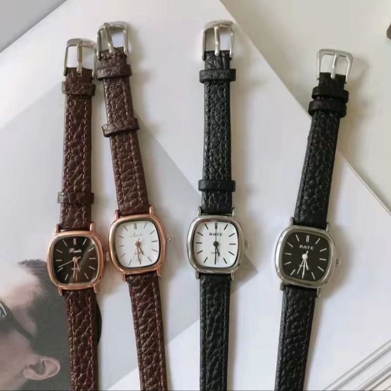 Jam Tangan Wanita Kotak Retro Terbaru Bahan Kulit Sintetis / Jam Tangan Cewek Kekinian