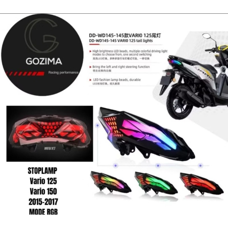 Stoplamp running vario 125 old vario 150 vario 2015-2017 13 mode lampu biled
