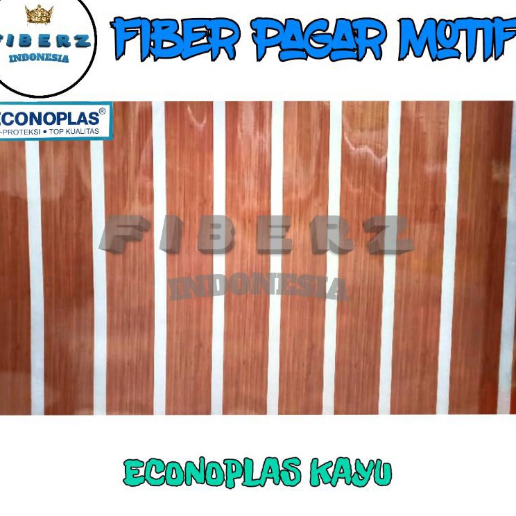 Promo ECONOPLAS  Fiber Pla Penutup Pagar Motif KAYU Meteran