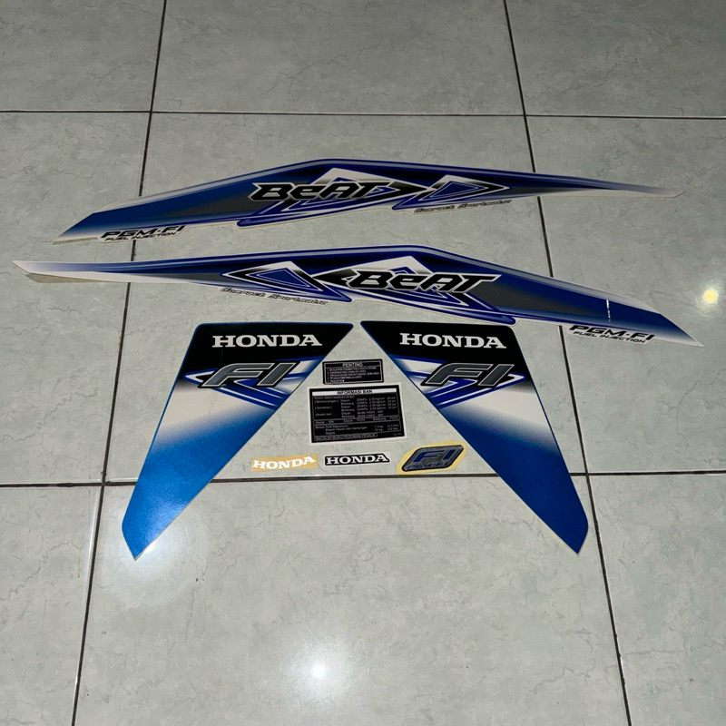Stiker stripping striping decal graphic Honda Beat 110 FI Putih biru 2012 2013 2014 ori original