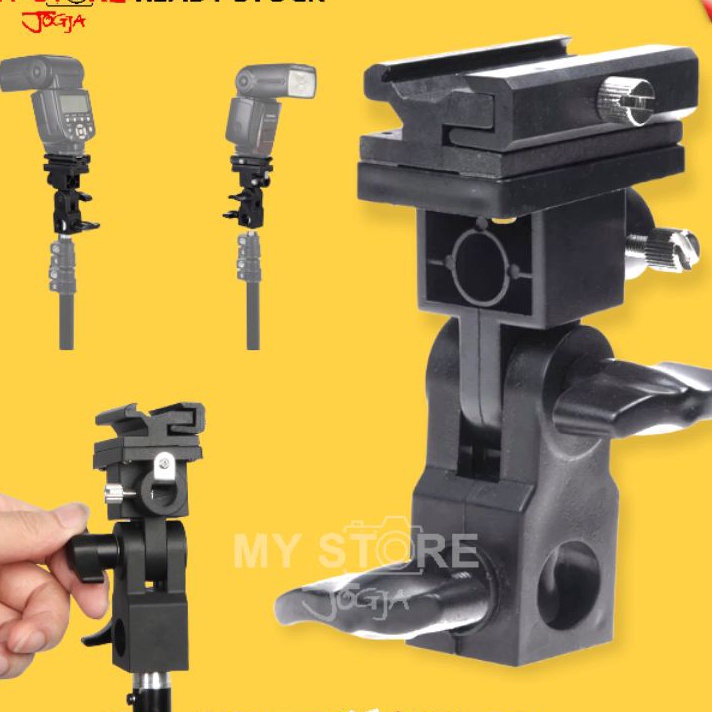 COD  Bracket Holder Umbrella Tipe B Type Flash Heat Hot Shoe Adapter Light Stand Payung Studio Strob