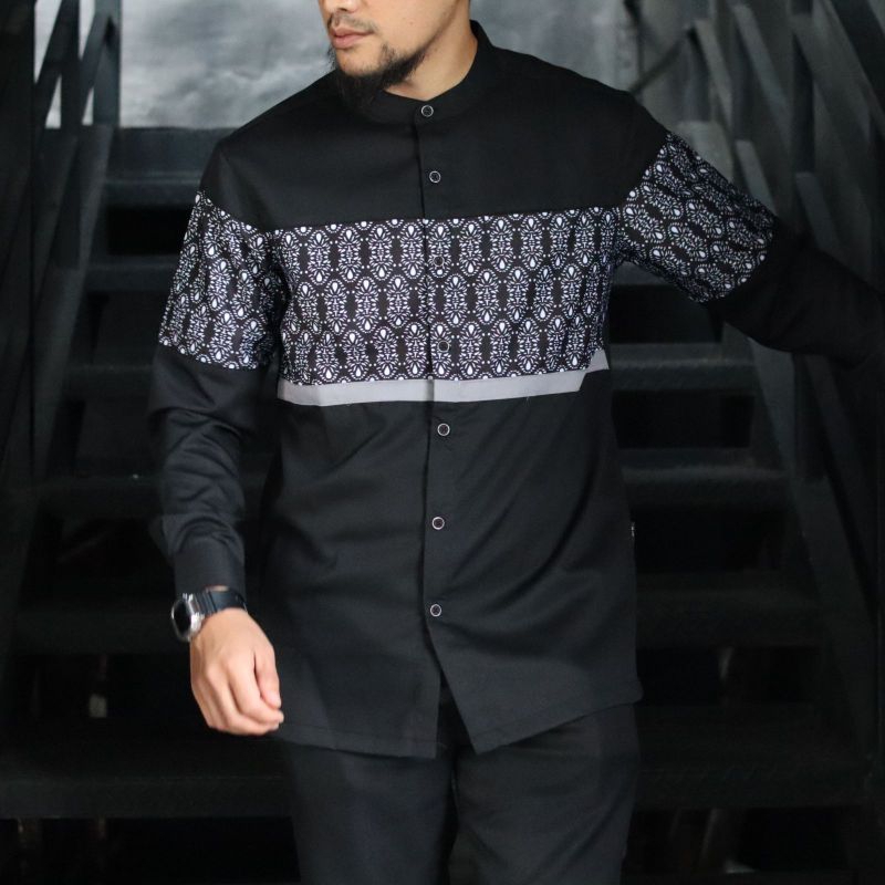 Kemeja Koko Kurta Pakistan Lengan Panjang Kombinasi Batik Marajo/Kurta Pakistan/Baju Koko