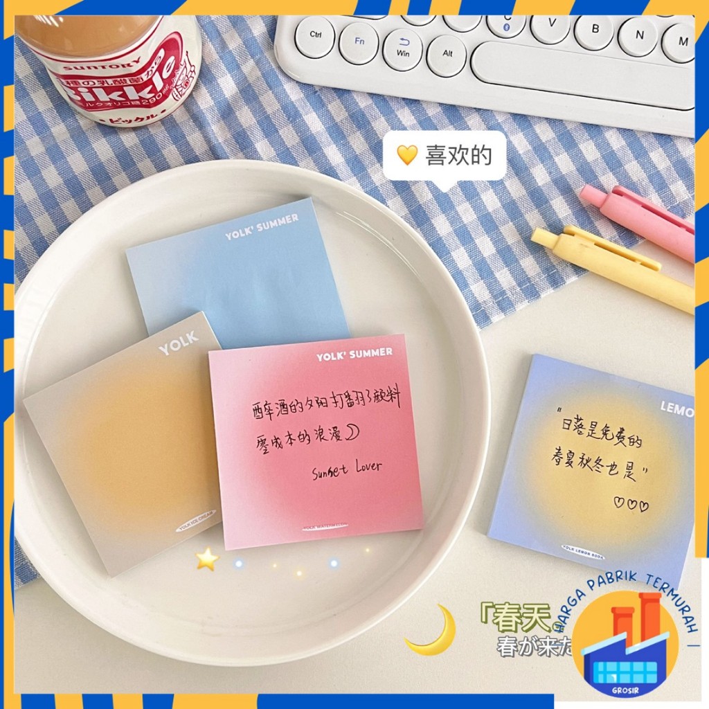 

HPT Sticky Notes Gradasi Lucu Polos 50 Lembar Memo Tempel Gradasi Warna-Warni 50Lembar Tempelan Kertas Catatan Memo Bookmark Notepad Alat Tulis Kantor Sekolah