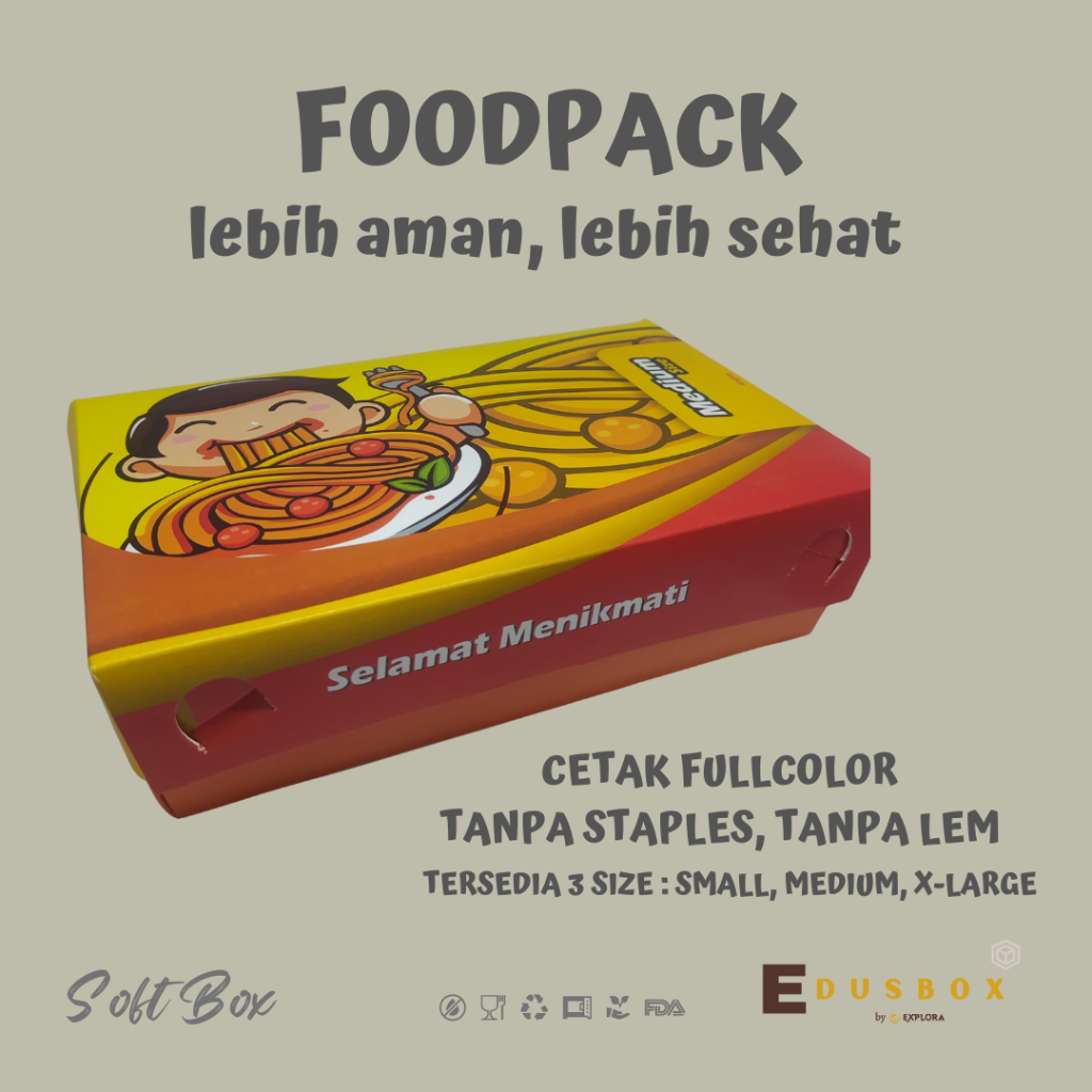 [XL] FOOD PACKAGING LUNCH BOX FOODPACK KEMASAN CUSTOM DESAIN MURAH EDUSBOX BY EXPLORAPRINT