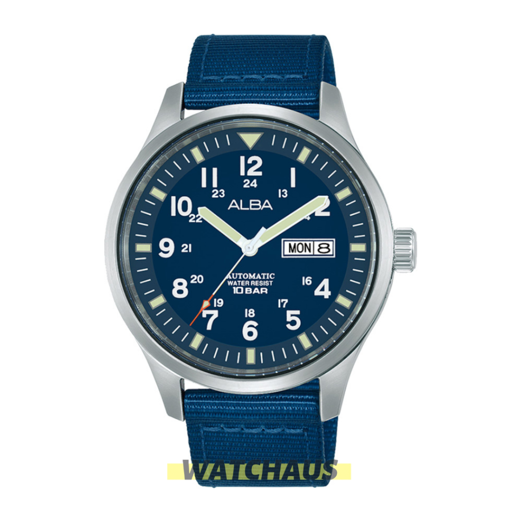 JAM TANGAN PRIA ALBA MECHANICAL AL4219 AL4219X1 ANALOG AUTOMATIC NYLON STRAP