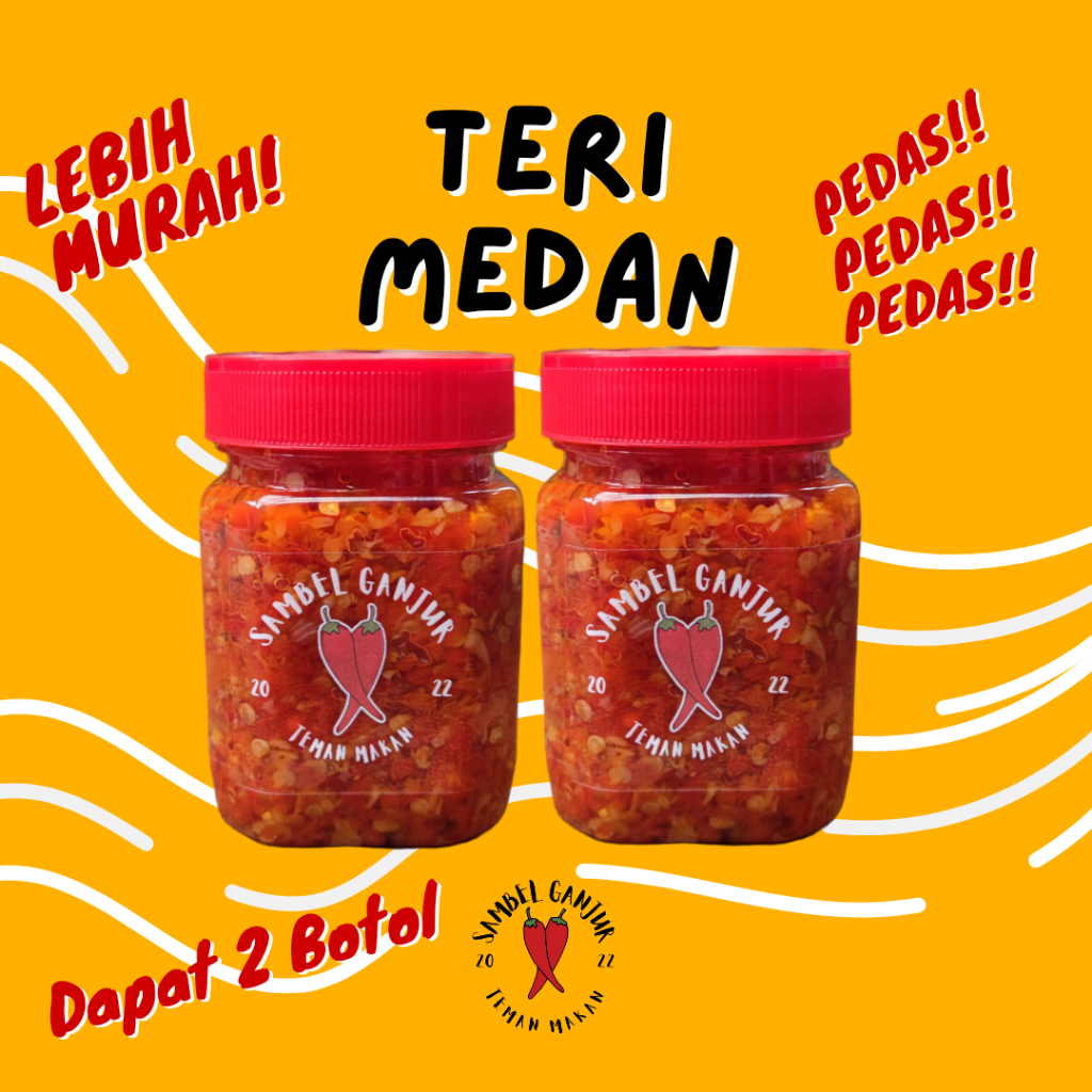 

2 Botol Teri Medan Sambel Ganjur Sambal Pedas Gurih Enak Praktis Botol Siap Saji makanan food