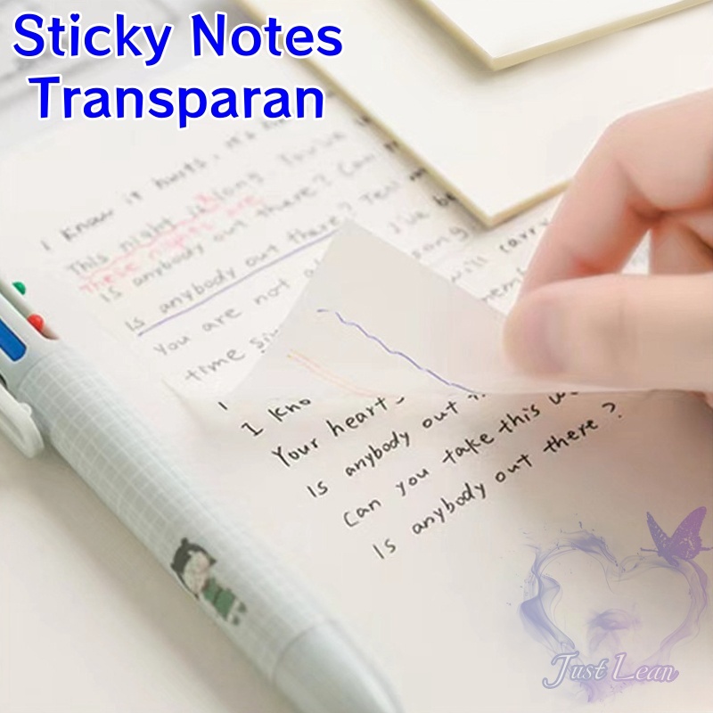 

50 Lembar Catatan Tempel Transparan PET Memo Tahan Air Memo Notepad Alat Tulis Perlengkapan Kantor Sekolah