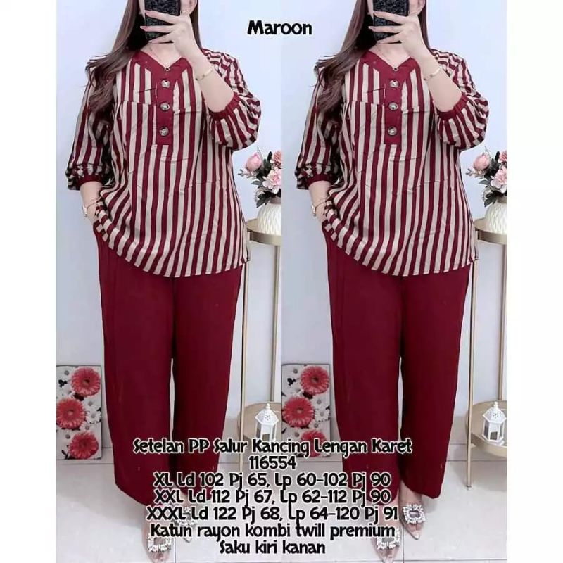 SETELAN WANITA MOTIF SALUR BAHAN KATUN SEMI RAYON  TERLARIS