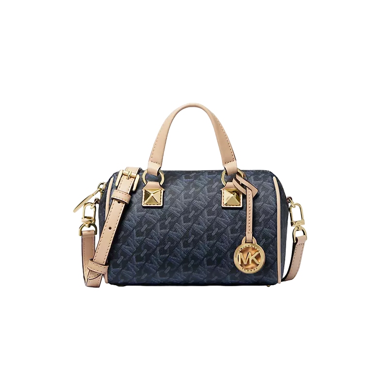 Tas Wanita Cewek Perempuan MK Grayson Small Empire Logo Duffel Crossbody Bag - Admiral Blue 100% ORI