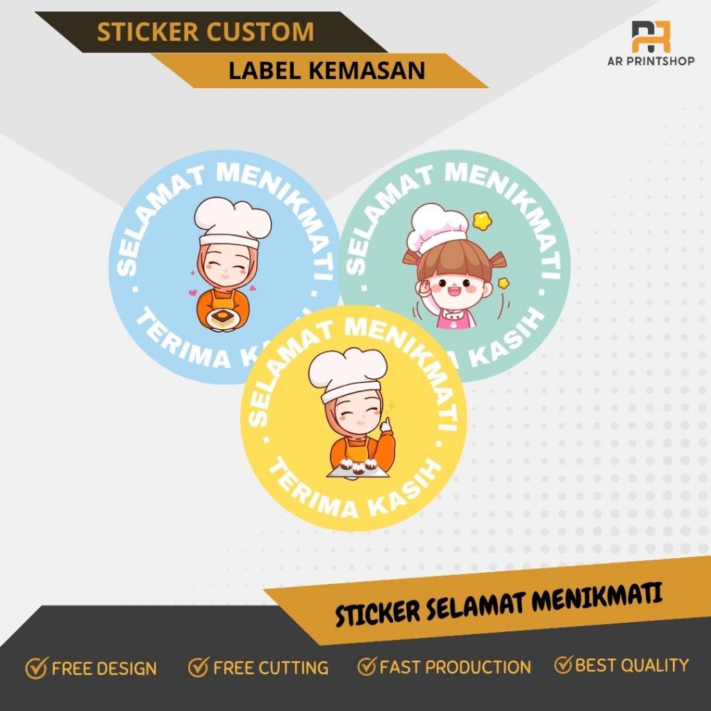 

STICKER SELAMAT MENIKMATI , Bahan Cromo/Bontak , Free cutting/kiss cut , Sticker Label Custom