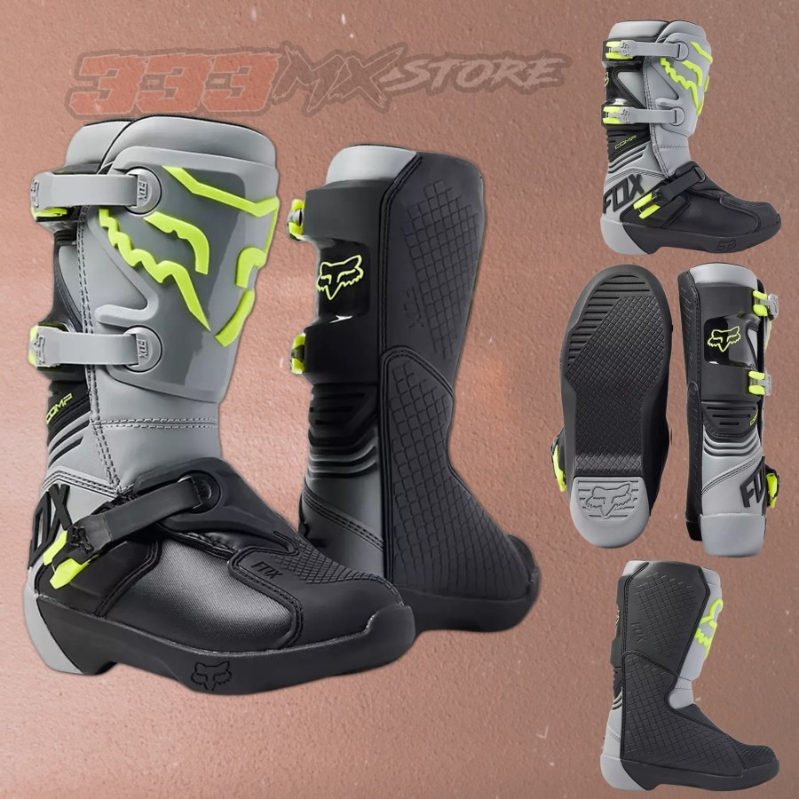 Boots FOX Comp Youth Buckle Stl Grey Sepatu Boots FOX Comp Anak Original