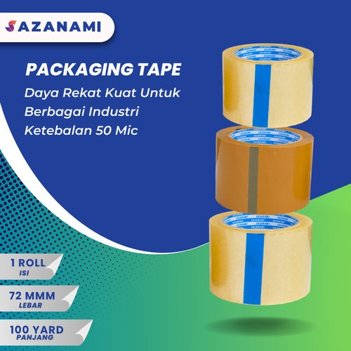 Lakban 3"inch 100 yard sazanami opp tape 72mm ( 1 Slop isi 4 pcs )