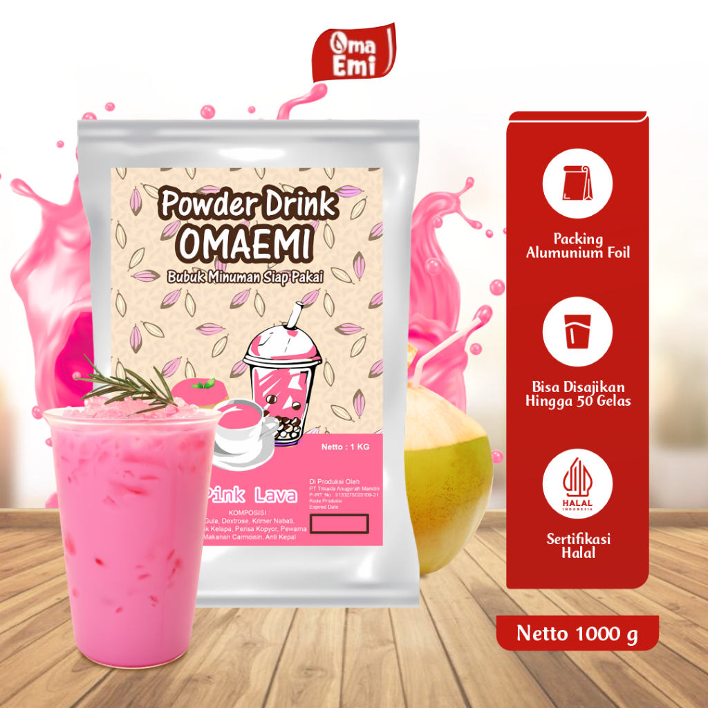 

BUBUK MINUMAN PREMIUM RASA PINK LAVA 1 KG | BPOM & HALAL