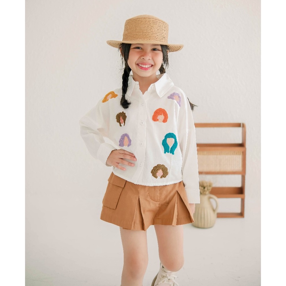 KODE N55R KAMIYA OVERSIZED SHIRT  Kemeja Anak Perempuan  Kemeja Oversized  Kemeja Bordir Anak