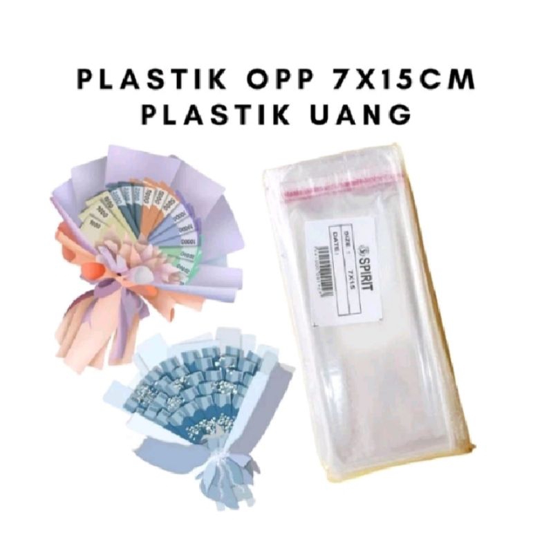 

PLASTIK UANG OPP SEAL UK 7 X 15 CM/PLASTIK TRANSPARAN UANG /PLASTIK BUKET UANG
