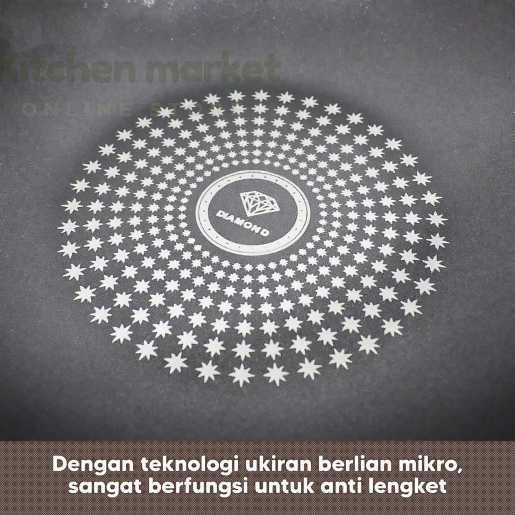 Wajan Penggorengan Anti Lengket Ukuran Diameter 32cm / Wajan Gagang Jumbo Diamond Wok pan