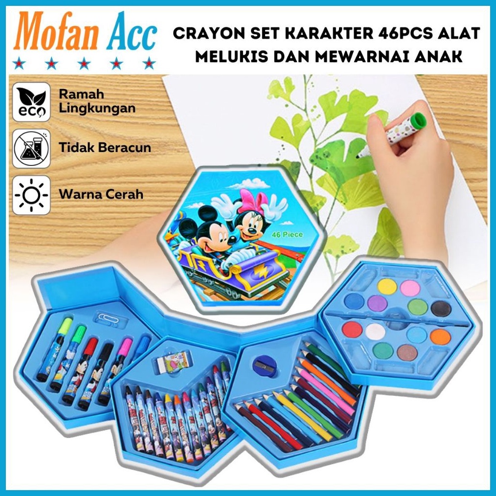 

Crayon Set Karakter 46 Pcs Peralatan Menggambar Mewarnai Isi 46pcs Krayon Pencil Warna Cat Air Spidol Box Kartun Lucu Paket Kit Supplies Painting Set Alat Tulis Seni Lukis Perlengkapan Sekolah Edukasi Anak Bermain Belajar Hadiah Kado Ulang Tahun SD PAUD