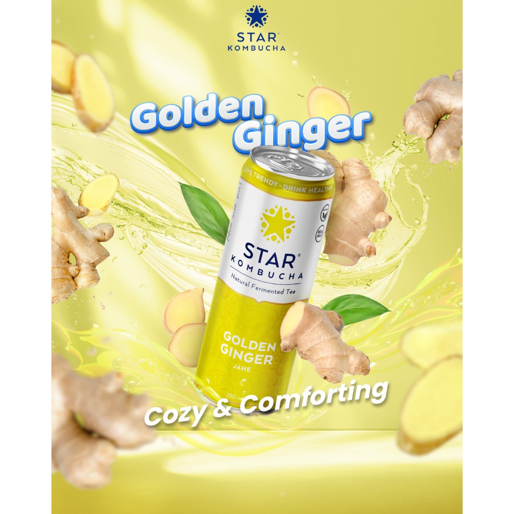 

STAR Kombucha Scoby Minuman Teh Sehat Probiotik Sari Buah Asli Golden Ginger 250ml