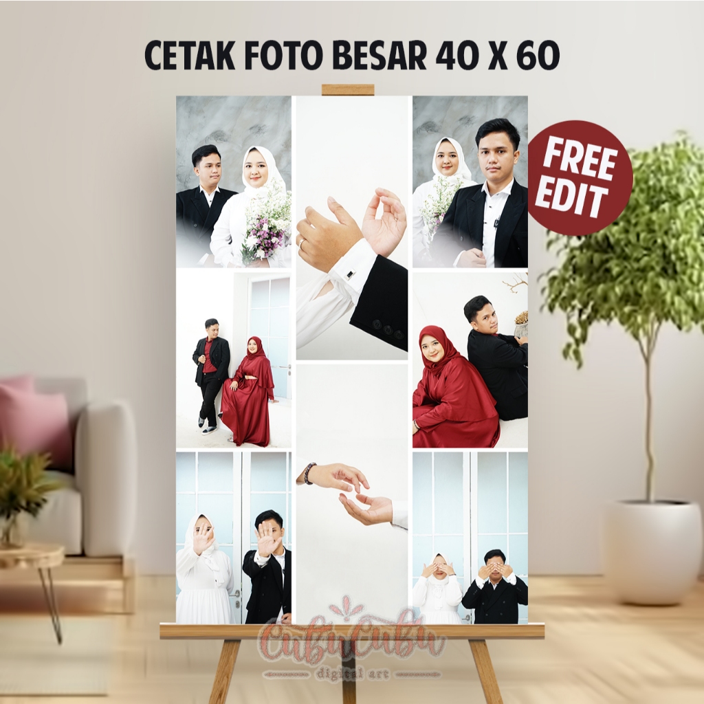 Paket Cetak Foto Bingkai MDF 16Rs 40x60cm cocok untuk prewedding dan wedding gate
