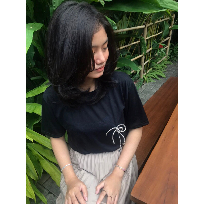 Black Coquette T-Shirt/ T-Shirt Wanita/ Kaos Hitam