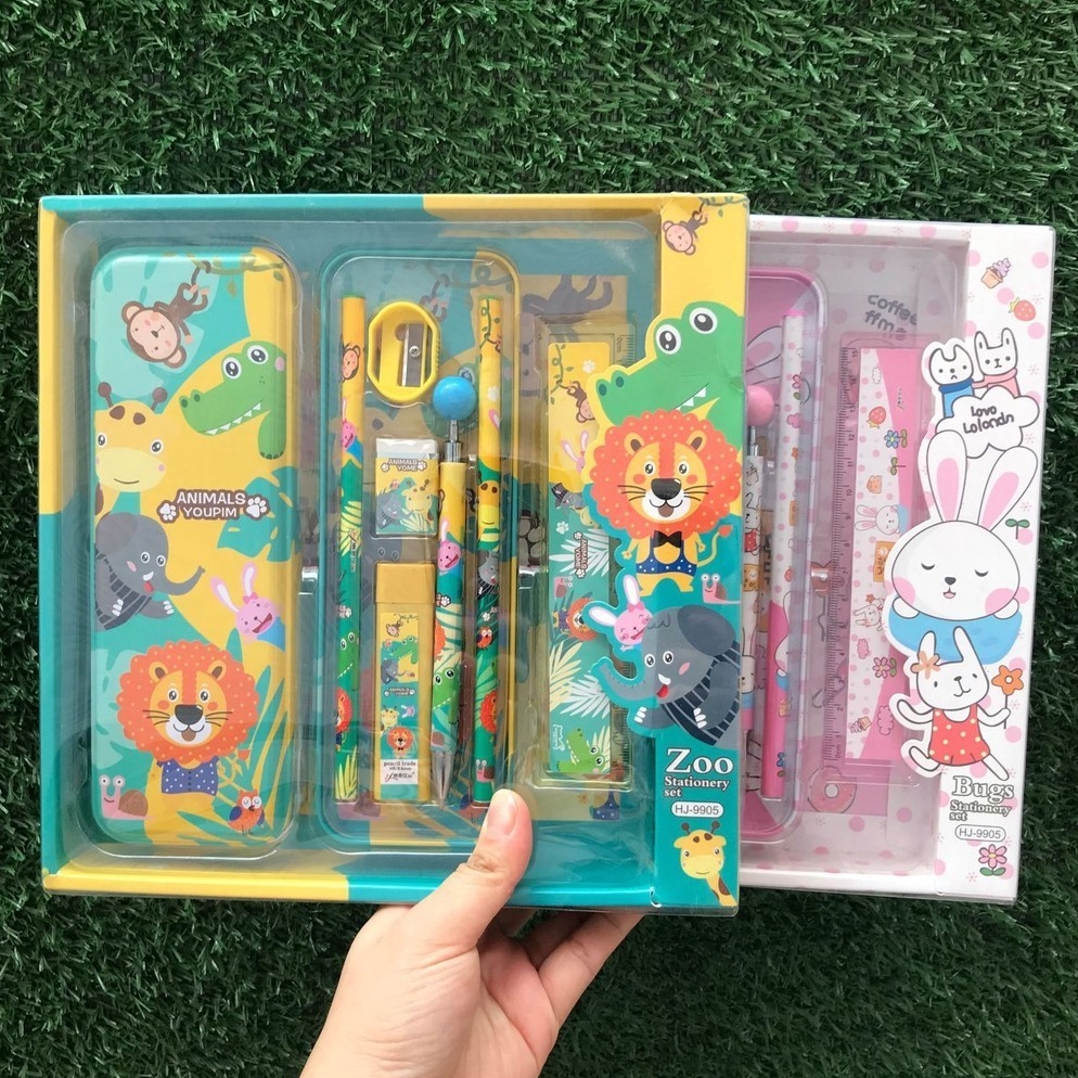 

QUEENSTARS 21 Stationary Set Kotak Pensil Anak Set 7 In 1 Stationery Alat Tulis Kotak Pensil Karakter e Y2J4