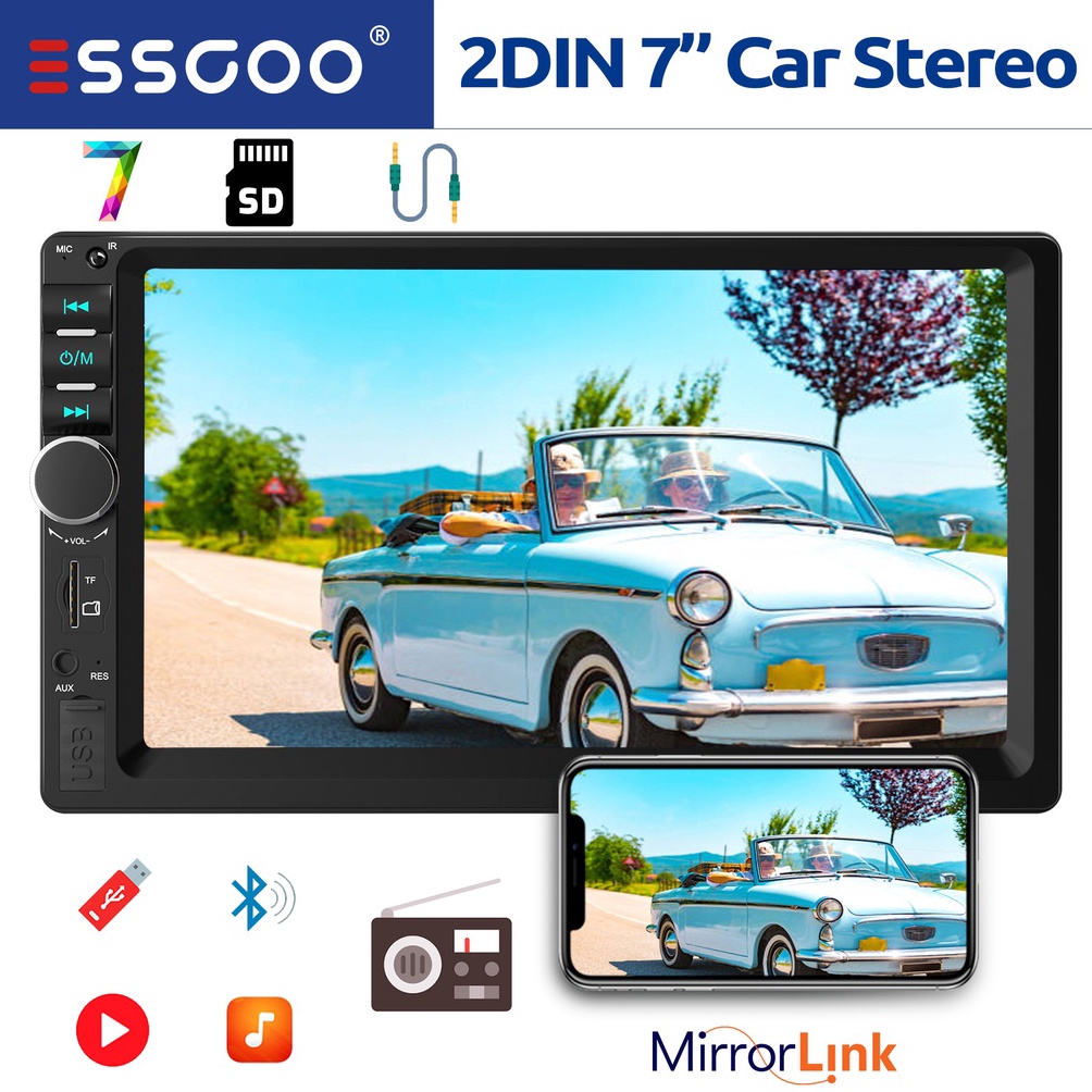 KODE S86C ESSGOO Head Unit 7 inci Double Din Android Bluetooth FM USB AUX 718B 771 Cari mobil Naviga