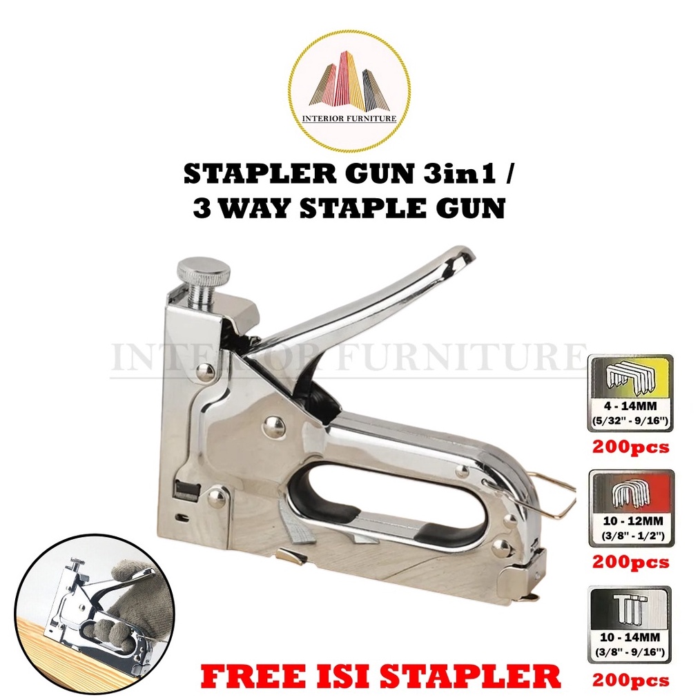 

Staple Gun Tembak Tacker 3 Way Staples Gun Staples Stepler Hekter 3in1 d V2W5