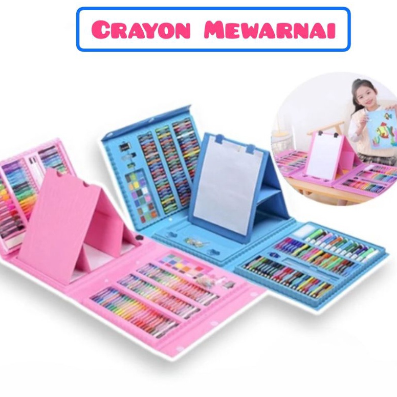 Crayon Mewarnai 15 WarnaCrayon Art SetPerlengkapan Menggambar Mewarnai Anak Set Koper 15 In 1ART Set