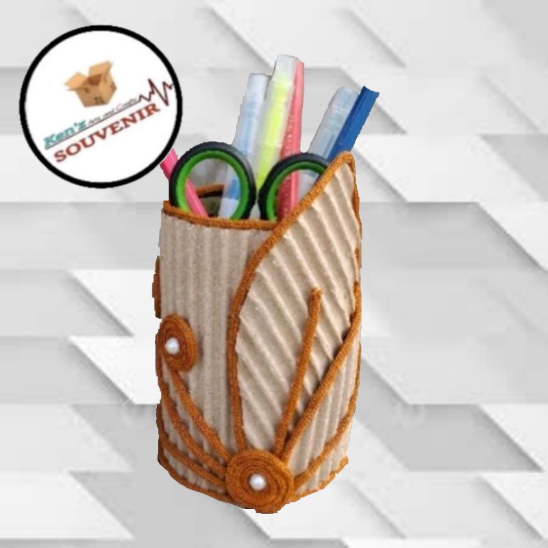 

tempat pensil kardus Etnic prakarya kerajinan